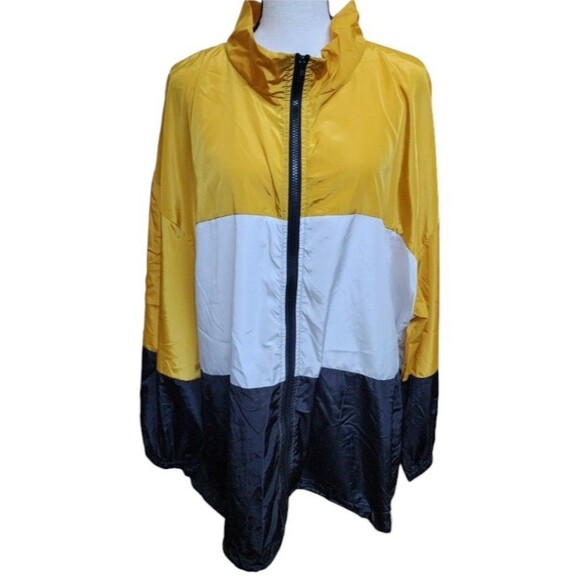 Happiness Windbreaker Size 4XL Full Zip Poly Shein Curve Colorblock - Picture 1 of 7